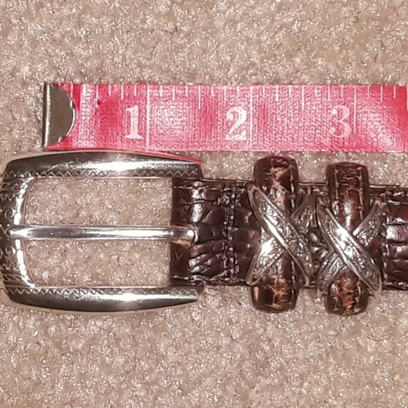 Brighton Embossed Croc Brown Leather Belt - EUC, M 30 - Picture 8 of 9